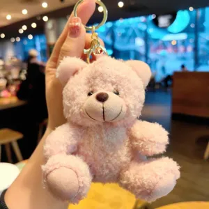 Simpatico portachiavi in peluche orsetto rosa ciondolo borsa animale accessorio auto