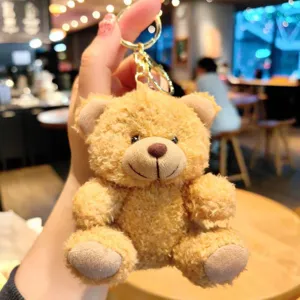Simpatico portachiavi con orsetto di peluche soffice borsa fascino auto anello chiave donne
