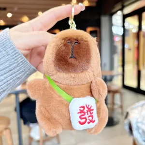 Cute Cartoon Capybara Plush Toy Keychain Bag Pendant Soft Animal Doll Key Ring Gift