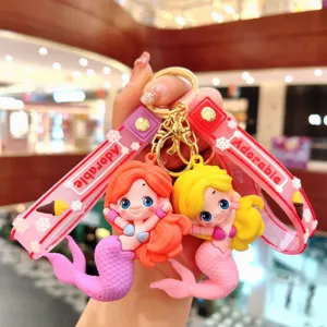 Schattige Cartoon Zeemeermin Sleutelhanger Pop Auto Sleutelhanger Schooltas Hanger Creatieve PVC Tas Accessoires Mode Sleutelhanger Cadeau