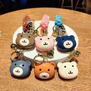 Cute cartoon bear keychain acrylic pendant couple bag charm car key ring cute gift accessories