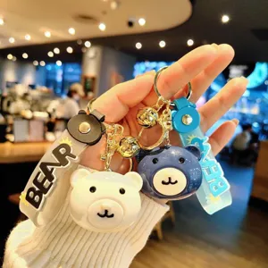 Cute bear head acrylic keychain cartoon doll pendant bag accessory lovely gift wholesale