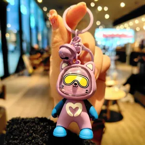 Portachiavi animale di tendenza carino con occhiali e design a cuore per borse.