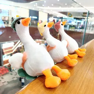 Cute white duck plush keychain pendant bag accessory fluffy toy cute gift for kids and friends
