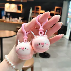 Portachiavi maialino rosa carino giocattolo antistress variante ciondolo borsa regalo