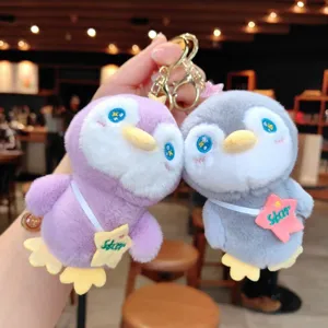 Carino Portachiavi Bambola Peluche Pinguino Cartone Animato Morbido Animale Impagliato Ciondolo Borsa Anello Chiave Decorativo Regalo
