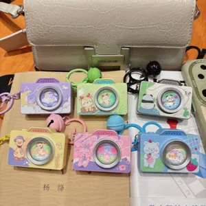 Mini cartoon oplichtende vintage camera sleutelhanger geluid tas hanger cadeau leuk
