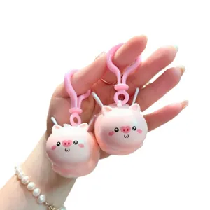 Portachiavi maialino volante rosa carino con cordino, adorabile ciondolo zaino regalo.