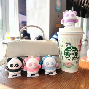 Kreativer Panda Aufzieh-Schlüsselanhänger süße Puppe Taschenanhänger Autoschlüssel kleines Geschenk