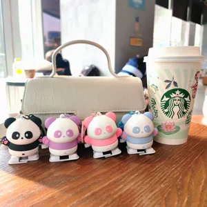 Süßer Cartoon Panda Aufzieh Schlüsselanhänger Puppe Tasche Anhänger Geschenk Großhandel