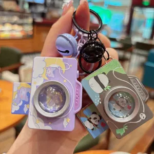 Cartoon Oplichtende Retro Camera Sleutelhanger Mini Simulatie Polaroid Geluid Camera Tas Hanger Schattig Dier Sleutelhanger