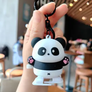 Kreativer Panda Schlüsselanhänger mit Aufziehfunktion süße Cartoon Puppe Taschenanhänger