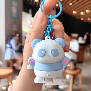 Süßer blau-weißer Panda Schlüsselanhänger Cartoon Puppe Taschenanhänger Geschenk