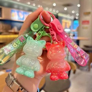Cute electroplated acrylic cat keychain, colorful glossy bear bag pendant and gift.