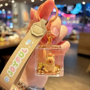 Cute capybara liquid quicksand keychain acrylic bag charm lovely gift ornament accessory