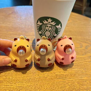 Cute capybara bubble blowing keychain stress relief toy lovely animal bag charm
