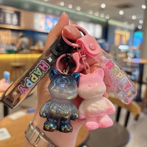 Electroplated cat keychain acrylic cute doll pendant bag accessory fashion key ring gift