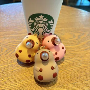 Cute capybara keychain cartoon bubble blowing stress relief toy backpack accessory car keyring