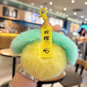 Lindo llavero de peluche de limón colgante de fruta suave accesorio de bolso regalo