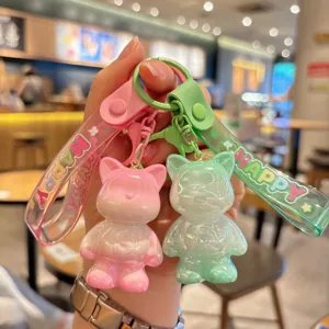 Cute electroplated gradient cat bear acrylic keychain pendant bag accessory wholesale.
