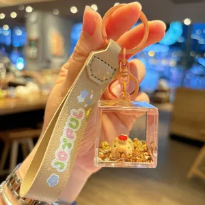 Cute capybara liquid quicksand keychain acrylic bag pendant charm for daily accessory gift