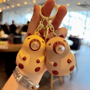 Cute capybara bubble blowing keychain cartoon animal bag charm cute stress relief toy