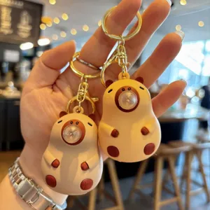 Cute capybara keychain with bubble design, cartoon animal keyring for bags, car keys, and gifts.