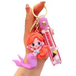Leuke cartoon zeemeermin sleutelhanger siliconen tas hanger auto ring geschenk voor meisjes
