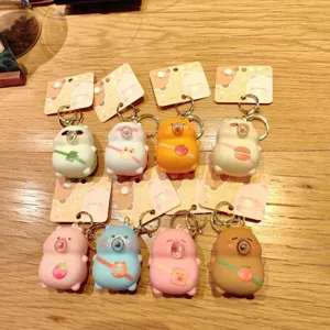 Cute cartoon bubble blowing decompression keychain cute pinch toy backpack pendant car key chain