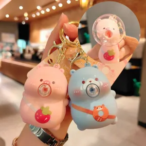 Cute cartoon bubble blowing decompression keychain soft pinch toy backpack pendant gift