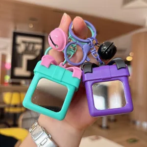 Portátil mini espejo llavero bonita caja de regalo bolso colgante accesorio chic