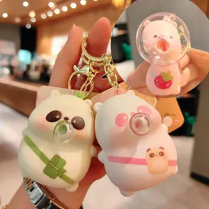 Cute Cartoon Animal Squishy Keychain Slow Rising Decompression Toy Cute Keyring School Bag Pendant Car Key Chain