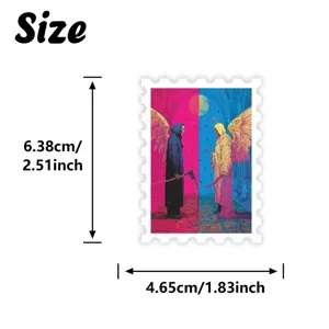 Pegatina de sello de parca gótica impermeable PVC diseño oscuro tamaño 6.38cm