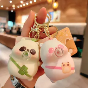 Cute cartoon bubble decompression keychain, adorable squeeze toy bag pendant for keys and gifts.