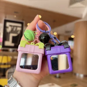 Lindo llavero de espejo caja de regalo, espejo de maquillaje portátil para bolso, regalo ideal.