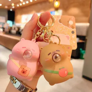 Cute cartoon bubble decompression keychain, kawaii animal squeeze toy bag pendant key ring.