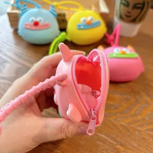 Niedliche Cartoon Silikon Monster Münzbeutel Schlüsselanhänger Mini Kopfhörer Tasche.