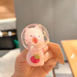 Cute cartoon pig bubble helmet keychain decompression pinch toy backpack pendant accessory