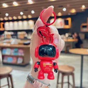 Lindo llavero robot luminoso con campana, colgante de luz nocturna LED para llaves de coche.