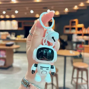 Lindo llavero de robot astronauta, colgante blanco para bolso y coche, regalo luminoso.