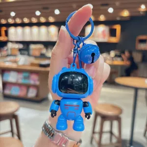 Llavero de robot luminoso azul lindo colgante de bolso astronauta regalo ideal.