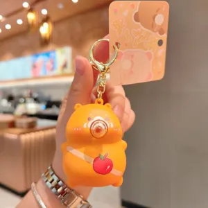 Cute cartoon bubble blowing decompression keychain lovely pinch toy bag pendant car key