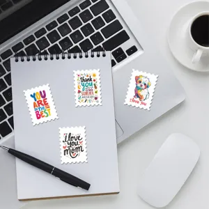 Decoratieve postzegel stickers set voor dagboek DIY handwerk en koffer decoratie.
