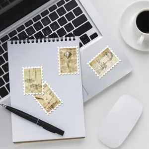 Vintage Da Vinci manuscript stamp stickers detail, perfect for DIY journaling and art decoration.