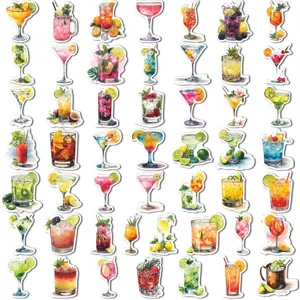 Adesivi per cocktail ad acquerello impermeabili per scrapbooking e decorazione diario 50pz