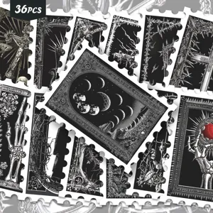 Adesivi di Francobolli con Simboli Misteriosi in Stile Gotico Scuro Tarot Nero e Bianco Confezione di Adesivi Decorativi