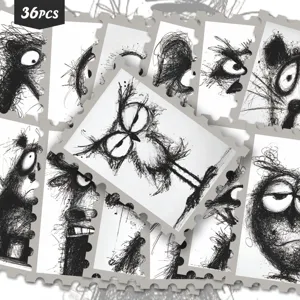 Abstract Sketch Animal Stamp Stickers DIY Funny Quirky Style Journal Luggage Decorative Waterproof PVC Sticker