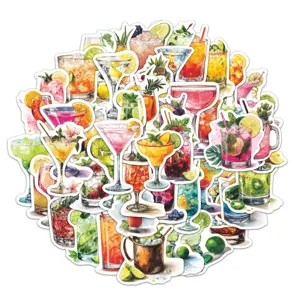 Adesivi per Cocktail ad Acquerello Adesivi in Vinile Impermeabili per Diari Scrapbooking Cancelleria Fai da Te