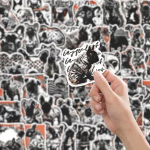 French Bulldog waterproof sticker black and white vintage graffiti decal for phone luggage