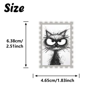 Abstract sketch black cat stamp sticker quirky style DIY journal suitcase decor 1pc